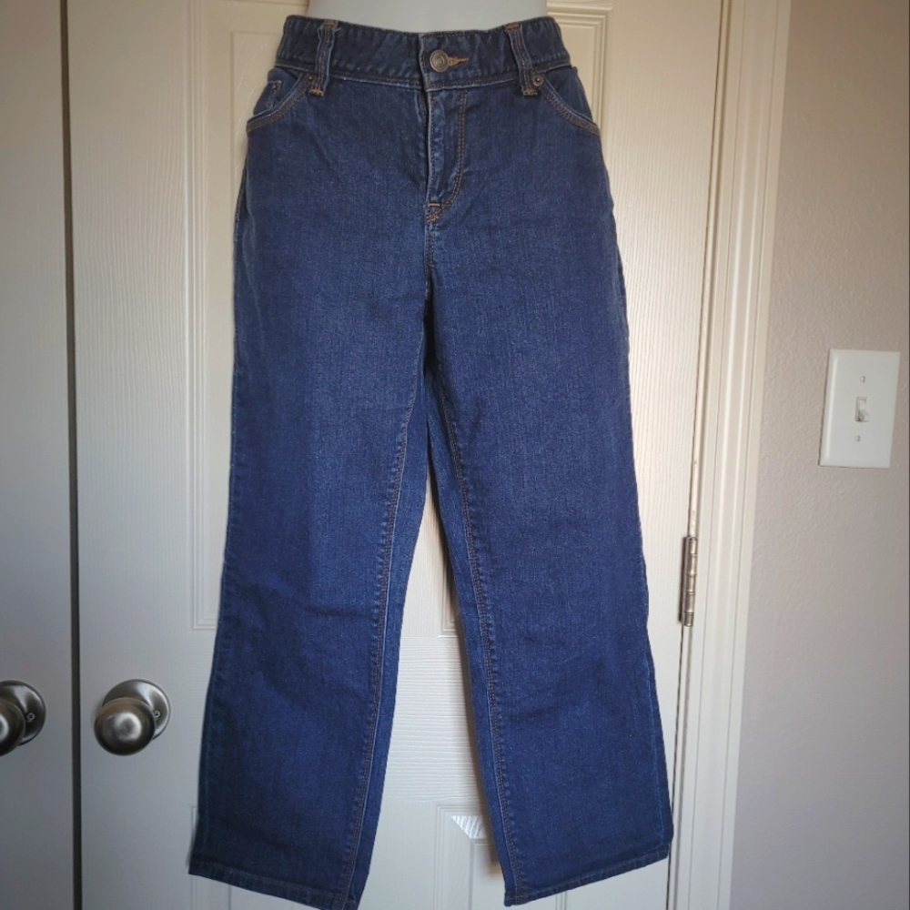 Loft Curvy Crop Jeans - Sz 10, Med/Dark Blue, EUC